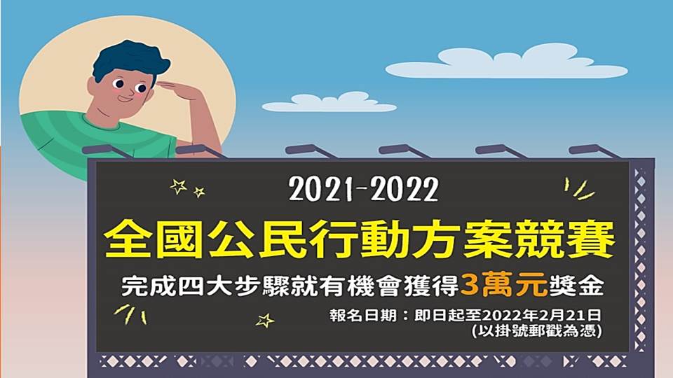 【專題競賽公告】公民行動方案競賽：完成四大步驟~就有機會獲得獎金3萬元