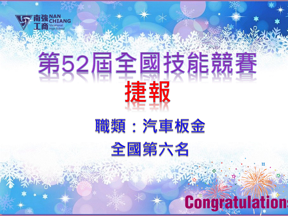 【捷報】第52屆全國技能競賽全國賽  第六名