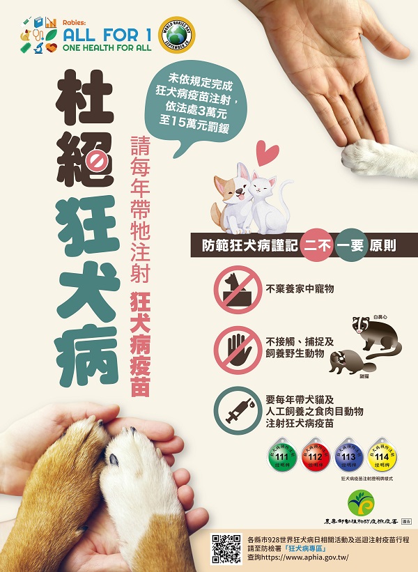 【轉知】杜絕狂犬病—請每年帶牠注射狂犬病疫苗